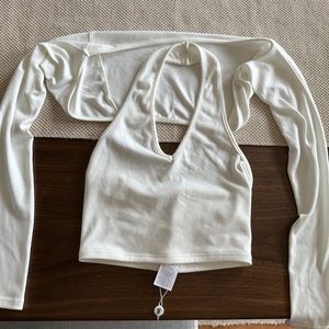 Tiger mist white halter top and matching shrug